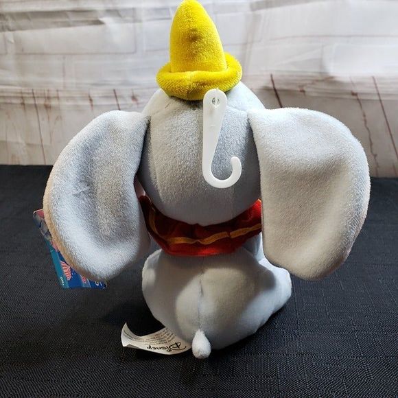 Disney Small Dumbo Plush Elephant Stuffed 8" Animal Yellow Hat Trunk Up - Picture 5 of 9